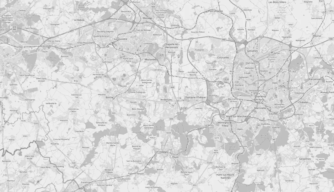 Carte indiquant la zone d’activité d’IT-Smart autour d’Anderlues